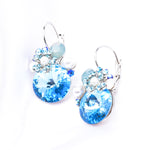 Elegant Round Crystal & Flower Euro Wire Earring_3 colors