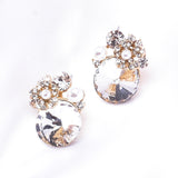 Elegant Round Crystal & Flower Earring_9 colors