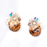 Elegant Round Crystal & Flower Earring_9 colors