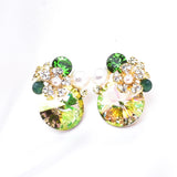 Elegant Round Crystal & Flower Earring_9 colors