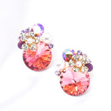 Elegant Round Crystal & Flower Earring_9 colors