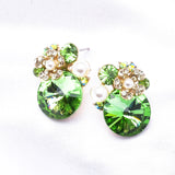 Elegant Round Crystal & Flower Earring_9 colors