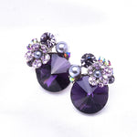 Elegant Round Crystal & Flower Earring_9 colors