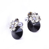 Elegant Round Crystal & Flower Earring_9 colors