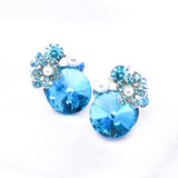 Elegant Round Crystal & Flower Earring_9 colors