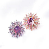 Elegant Round Crystal & Flower Earring_8 colors