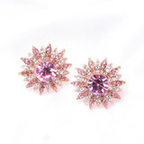 Elegant Round Crystal & Flower Earring_8 colors