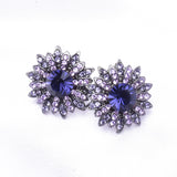 Elegant Round Crystal & Flower Earring_8 colors