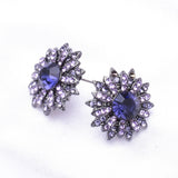 Elegant Round Crystal & Flower Earring_8 colors