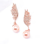 Angel Wing Embellished fresh water Pearl & Crystal Earring_6 colors