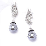 Angel Wing Embellished fresh water Pearl & Crystal Earring_6 colors