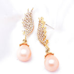 Angel Wing Embellished fresh water Pearl & Crystal Earring_6 colors