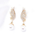 Angel Wing Embellished fresh water Pearl & Crystal Earring_6 colors