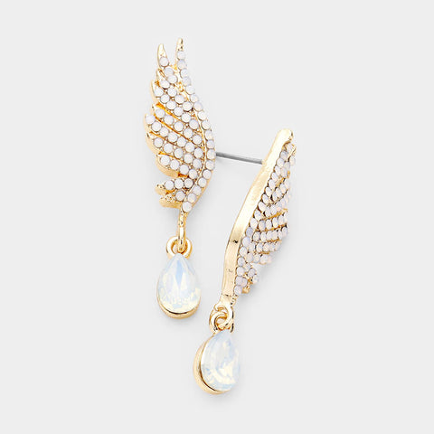 Angel Wing Embellished Crystal Earring_5 colors