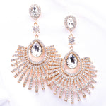 Fancy tear drop Fan Crystal Evening Earrings_15 colors