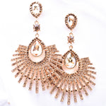 Fancy tear drop Fan Crystal Evening Earrings_15 colors