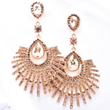 Fancy tear drop Fan Crystal Evening Earrings_15 colors