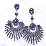 Fancy tear drop Fan Crystal Evening Earrings_15 colors