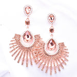 Fancy tear drop Fan Crystal Evening Earrings_15 colors