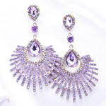 Fancy tear drop Fan Crystal Evening Earrings_15 colors