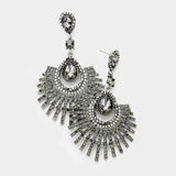 Fancy tear drop Fan Crystal Evening Earrings_15 colors