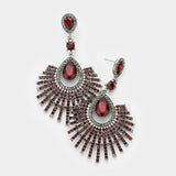 Fancy tear drop Fan Crystal Evening Earrings_15 colors