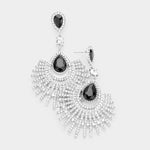 Fancy tear drop Fan Crystal Evening Earrings_15 colors