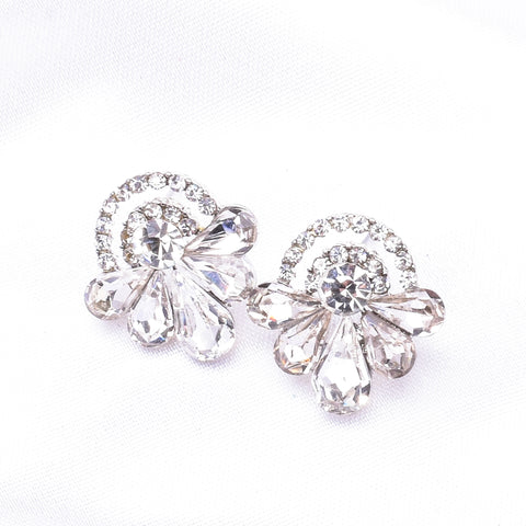 Elegant Round Crystal & Flower Earring_3 colors