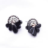 Elegant Round Crystal & Flower Earring_3 colors