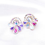 Elegant Round Crystal & Flower Earring_3 colors