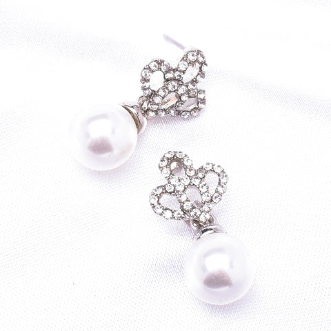 Elegant Pearl & Crystal Dangle Earring_4 colors