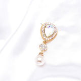 Classy Drop Pearl & crystal Earrings_4 colors