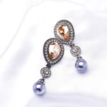 Classy Drop Pearl & crystal Earrings_4 colors