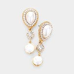 Classy Drop Pearl & crystal Earrings_4 colors