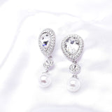 Classy Drop Pearl & crystal Earrings_4 colors