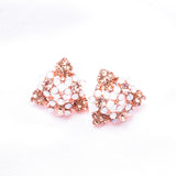 Elegant Triangle Flower Crystal Earring_6 colors