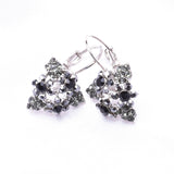 Elegant Triangle Flower Crystal Euro Wire Earring_3 colors