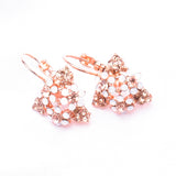 Elegant Triangle Flower Crystal Euro Wire Earring_3 colors