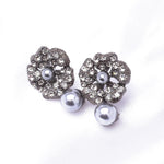 Charming Flower Crystal & Fresh Pearl Earring_4 colors