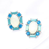 Classic Stud Oval Crystal Earring_17 colors