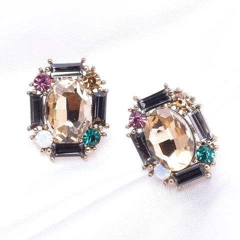 Classic Stud Oval Crystal Earring_17 colors