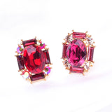 Classic Stud Oval Crystal Earring_17 colors