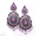 Vintage shield shape crystal earring_4 colors