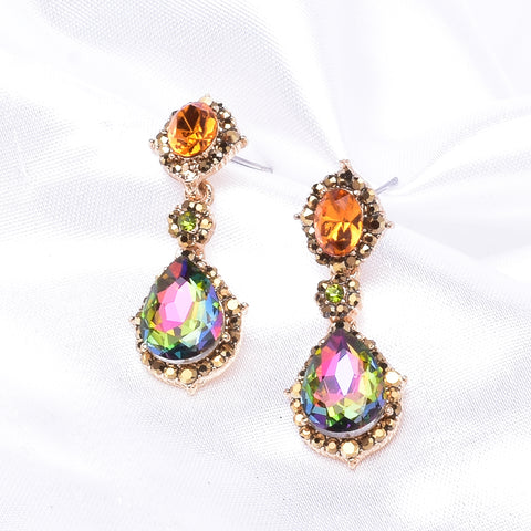 Victorian Fancy Tear drop Crystal Earring_7 colors
