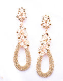 Elegant oval fancy cluster crystal earring_4 colors