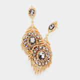 Elegant oval fancy crystal mane earring_6 colors