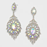 Elegant oval fancy crystal mane earring_6 colors