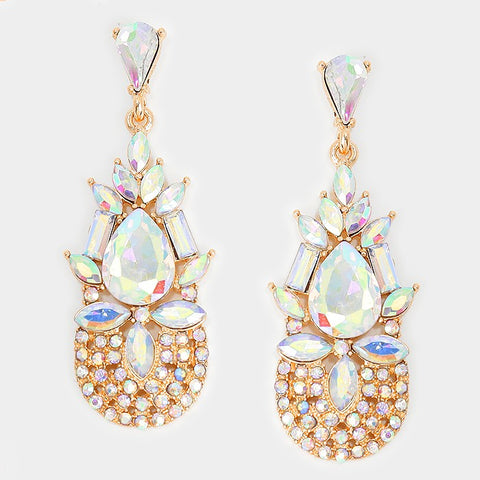 Fancy Crystal tear drop earring_5 colors