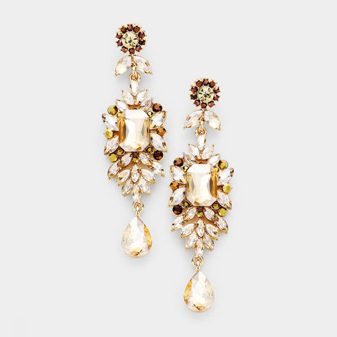 Crystal Rhinestone Marquise Drop Evening Earrings_9 colors