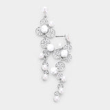 Elegant Crystal Floral Drop Pearl Earring_2 colors